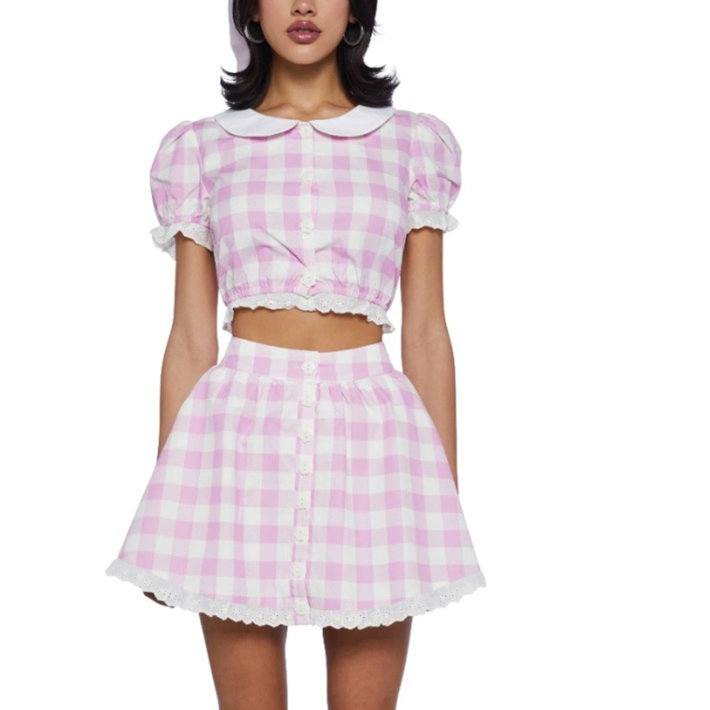 Dolls Kill S’more Sweetness Gingham Set (skirt+crop top)